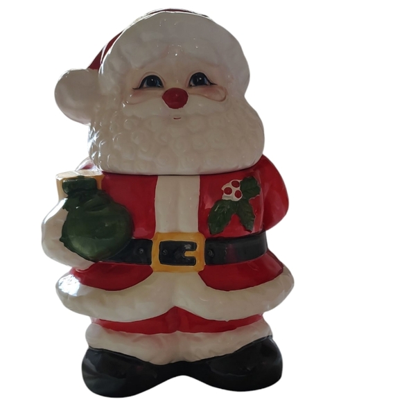 VINTAGE SHARE THE JOY CERAMIC SANTA CHRISTMAS COOKIE JAR - Picture 1 of 6